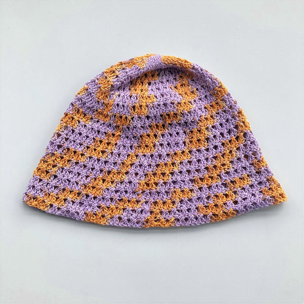 TIE-DYE LACY HAT / purple-orange