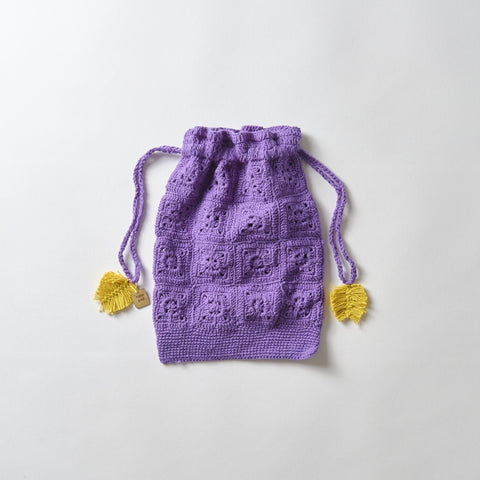 pansy crochet pouch/ purple