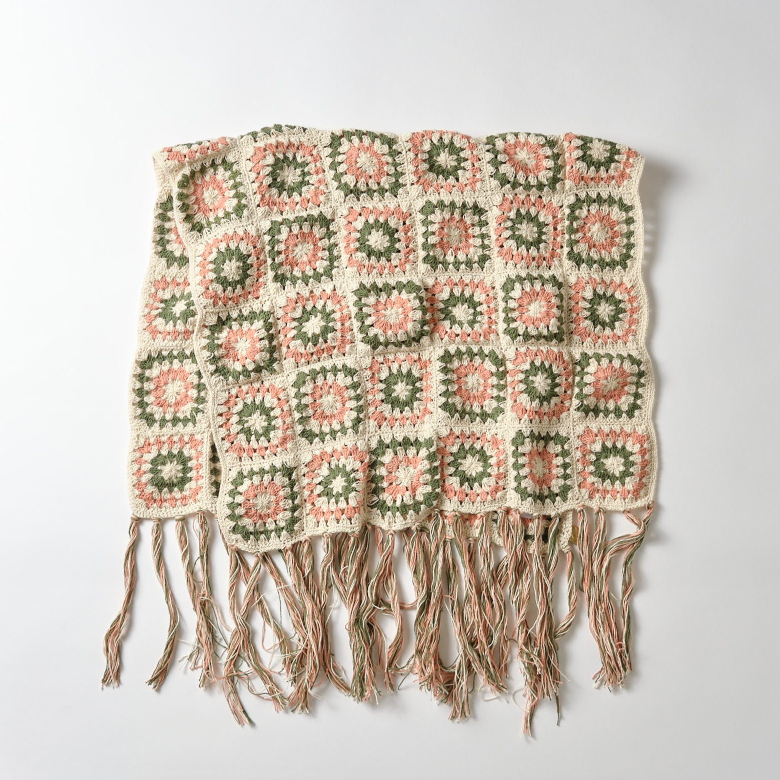 granny crochet blancket S / pink-green