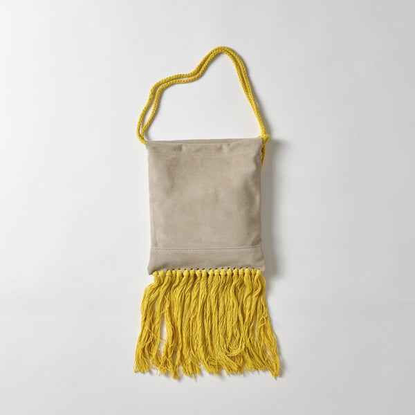 italy suede colorato fringe tote / yellow