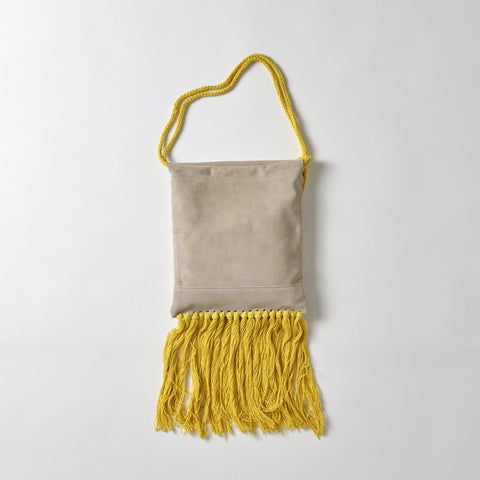 italy suede colorato fringe tote / yellow