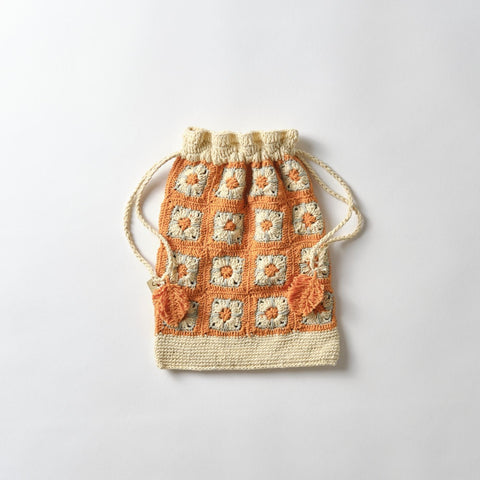 pansy crochet pouch/ orange-light green