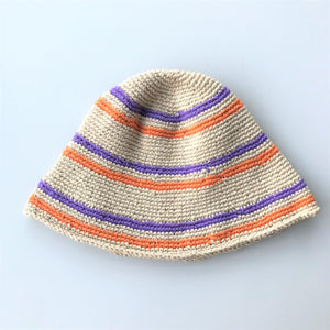 crochet line hat / o.white-purple
