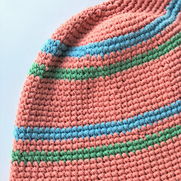 crochet line hat / pink-ⅼ.blue