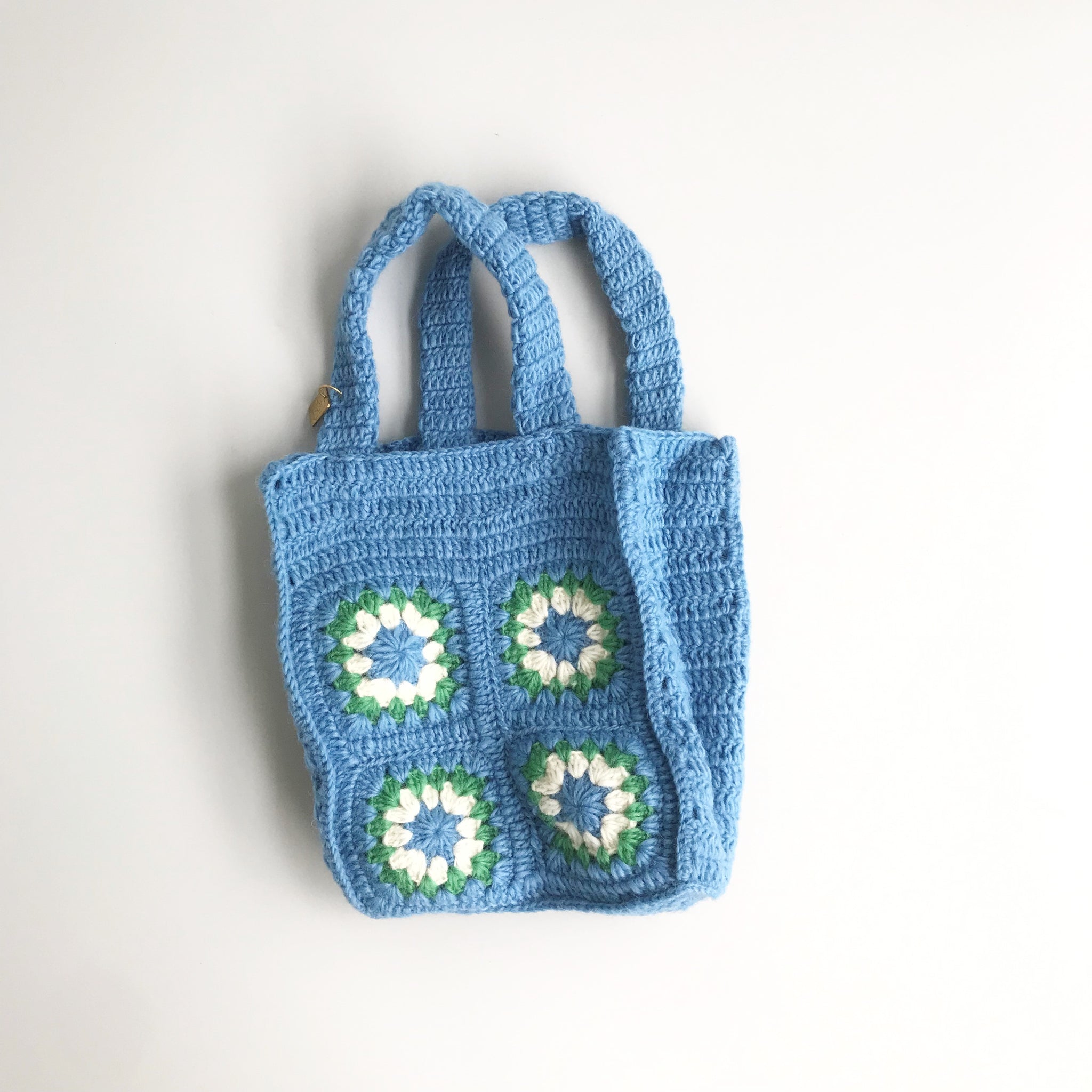 wool crochet tote S / LIGHT BLUE