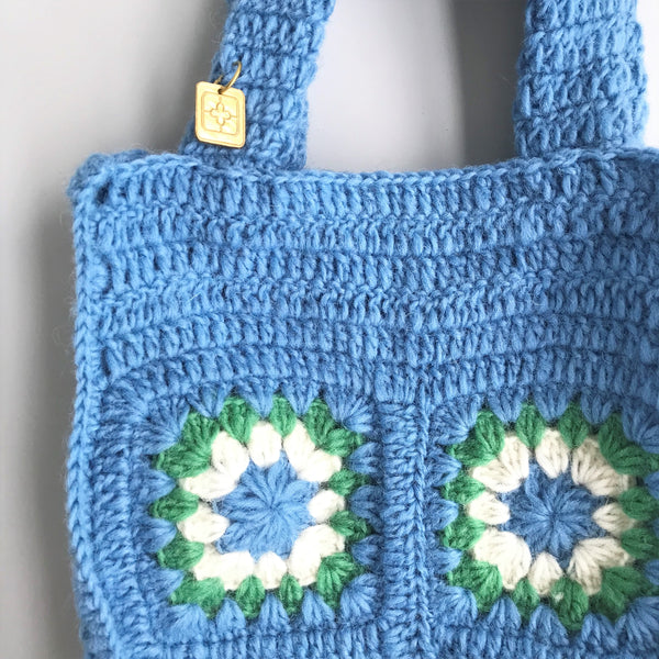 wool crochet tote S / LIGHT BLUE