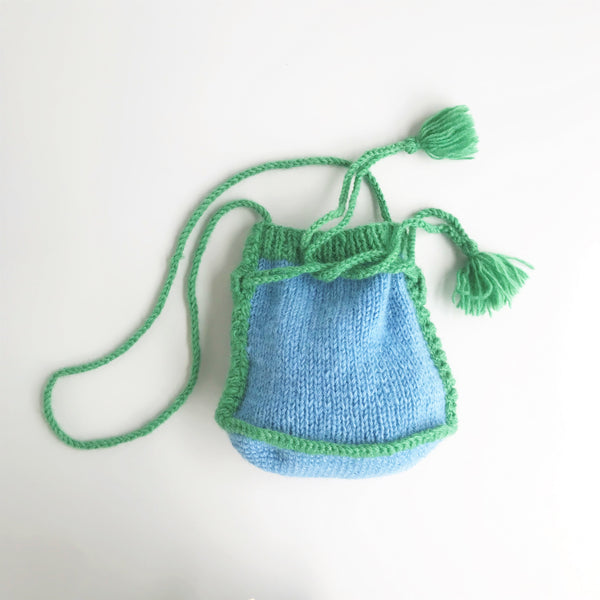 wool medias string shoulder / blue-green