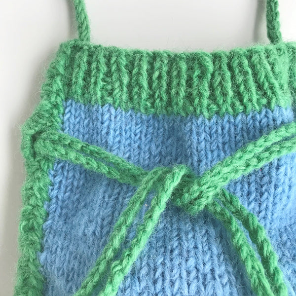 wool medias string shoulder / blue-green