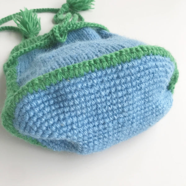 wool medias string shoulder / blue-green