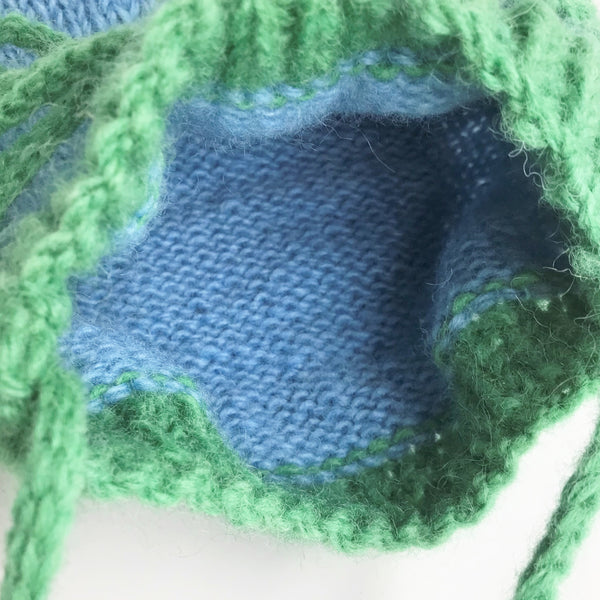 wool medias string shoulder / blue-green