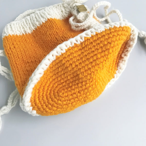 wool medias string shoulder / orange-white